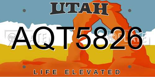 AQT5826 Utah License Plate