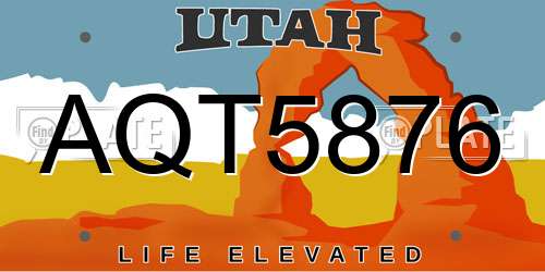 AQT5876 Utah License Plate