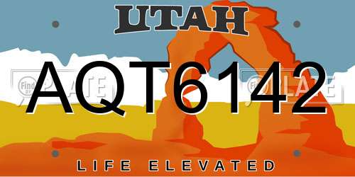 AQT6142 Utah License Plate