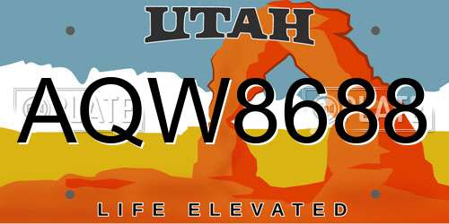 AQW8688 Utah License Plate