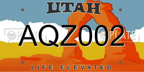 AQZ002 Utah License Plate
