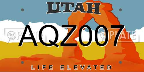 AQZ007 Utah License Plate