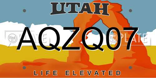 AQZQ07 Utah License Plate