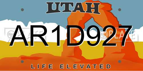 AR1D927 Utah License Plate
