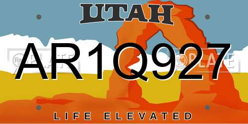 AR1Q927 Utah License Plate