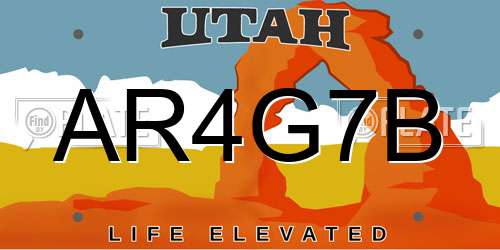 AR4G7B Utah License Plate