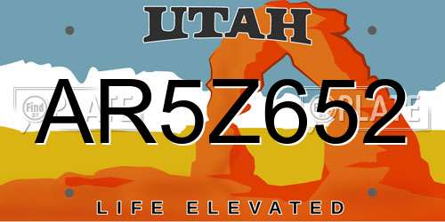 AR5Z652 Utah License Plate