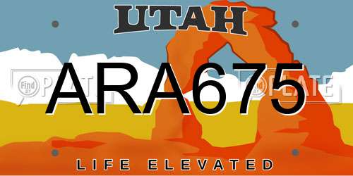 ARA675 Utah License Plate