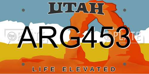 ARG453 Utah License Plate