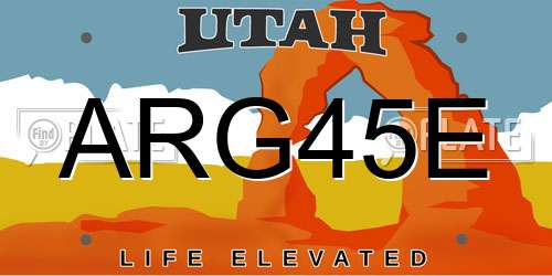 ARG45E Utah License Plate