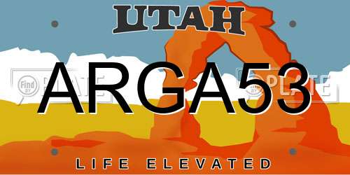 ARGA53 Utah License Plate