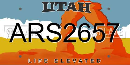 ARS2657 Utah License Plate