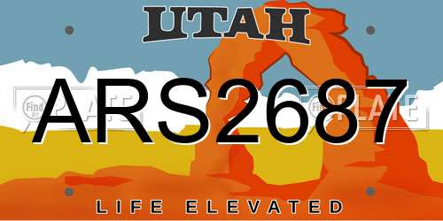 ARS2687 Utah License Plate