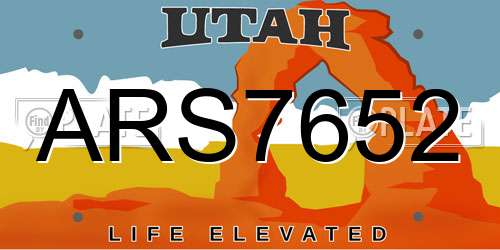 ARS7652 Utah License Plate