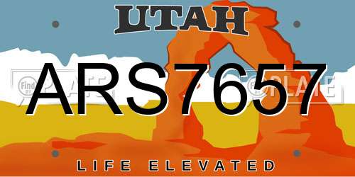 ARS7657 Utah License Plate