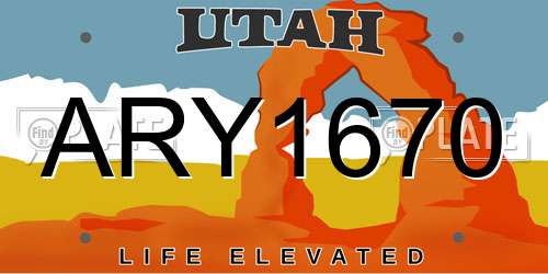 ARY1670 Utah License Plate