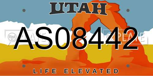AS08442 Utah License Plate