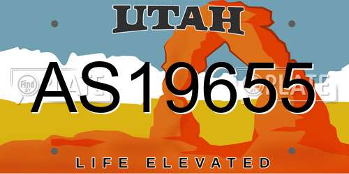 AS19655 Utah License Plate
