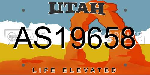 AS19658 Utah License Plate