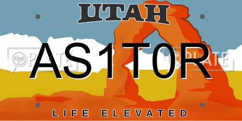 AS1T0R Utah License Plate