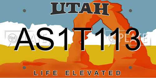 AS1T113 Utah License Plate