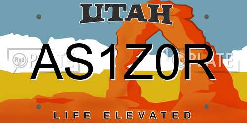 AS1Z0R Utah License Plate