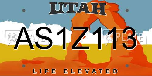 AS1Z113 Utah License Plate