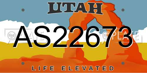 AS22673 Utah License Plate