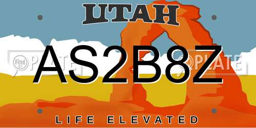 AS2B8Z Utah License Plate