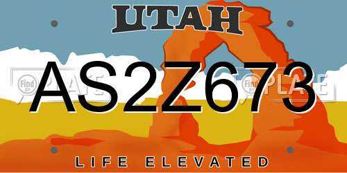 AS2Z673 Utah License Plate