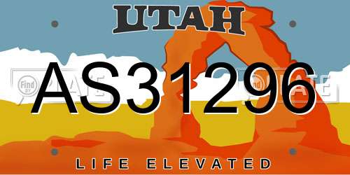 AS31296 Utah License Plate