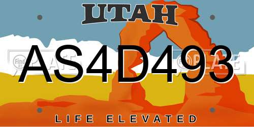 AS4D493 Utah License Plate