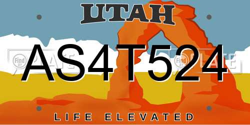 AS4T524 Utah License Plate