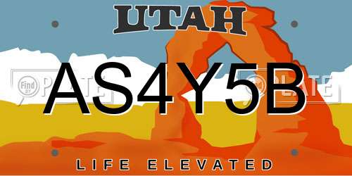 AS4Y5B Utah License Plate
