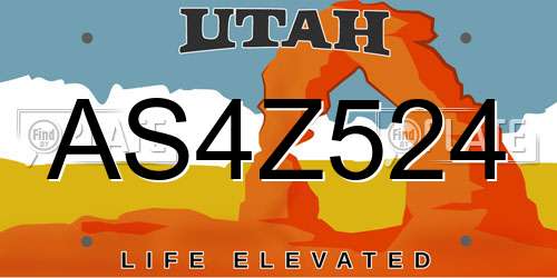 AS4Z524 Utah License Plate
