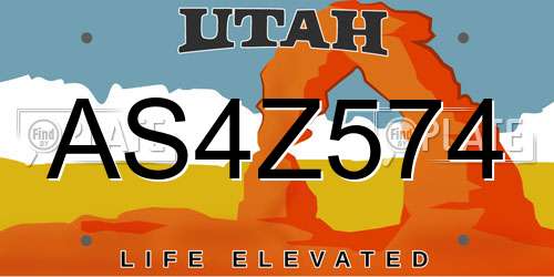AS4Z574 Utah License Plate