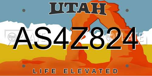 AS4Z824 Utah License Plate