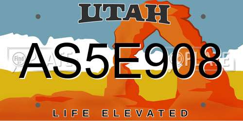 AS5E908 Utah License Plate