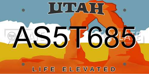 AS5T685 Utah License Plate