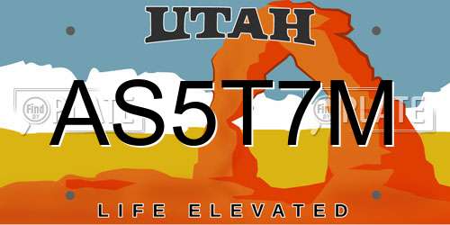 AS5T7M Utah License Plate