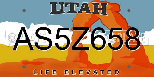 AS5Z658 Utah License Plate