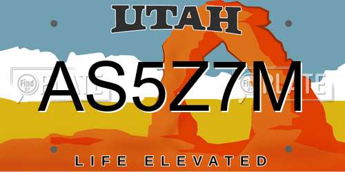 AS5Z7M Utah License Plate