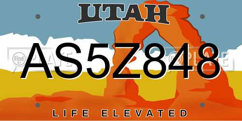 AS5Z848 Utah License Plate
