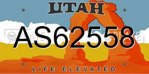 AS62558 Utah License Plate