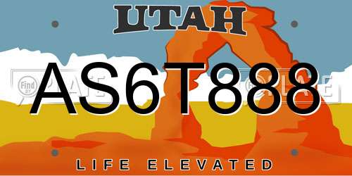 AS6T888 Utah License Plate