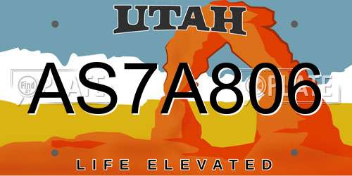 AS7A806 Utah License Plate