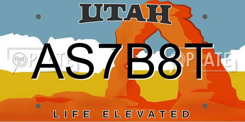 AS7B8T Utah License Plate