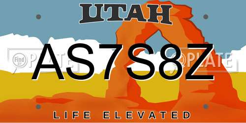 AS7S8Z Utah License Plate