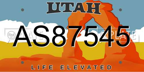 AS87545 Utah License Plate