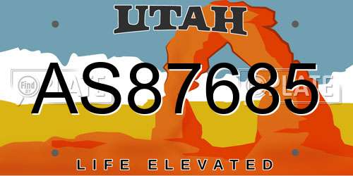 AS87685 Utah License Plate